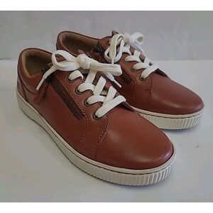 Born Paloma Brown Leather Zip Lace-Up Sneakers Women's Shoes Size 7M EUC